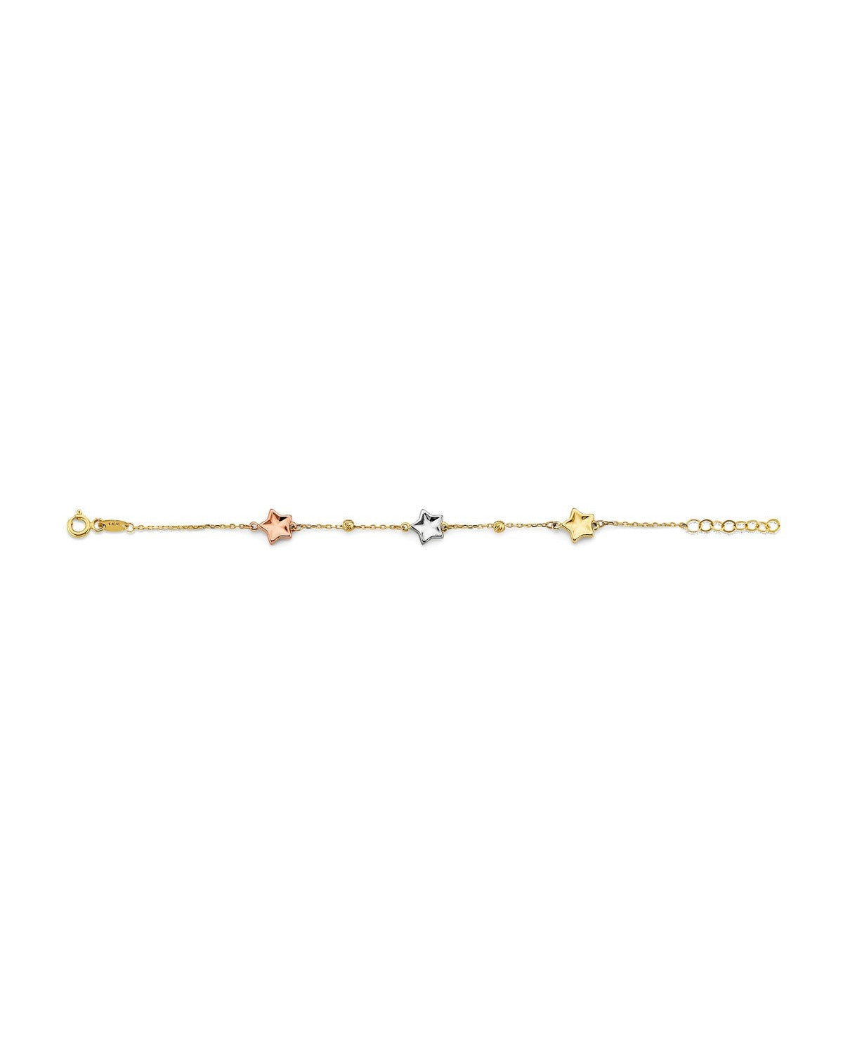 14K Tri-Color Gold Star Baby Bracelet (AB-0942)