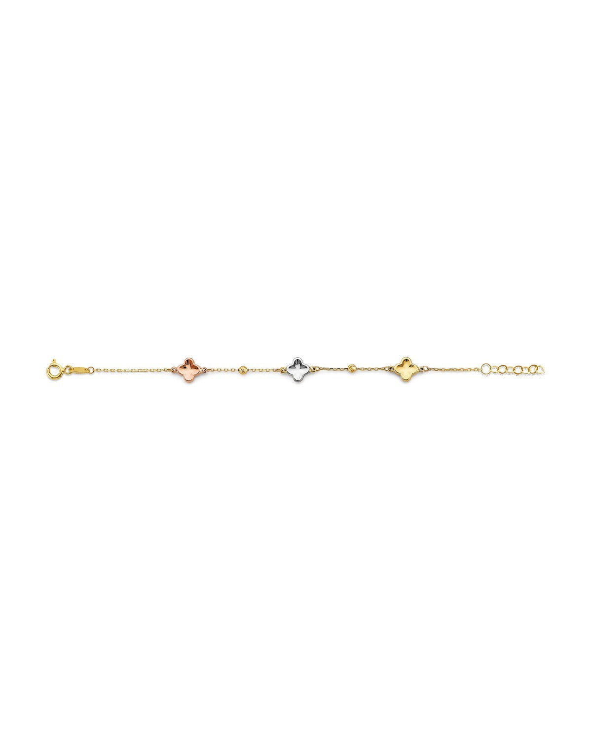 14K Tri-Color Gold Flower Baby Bracelet (AB-0943)