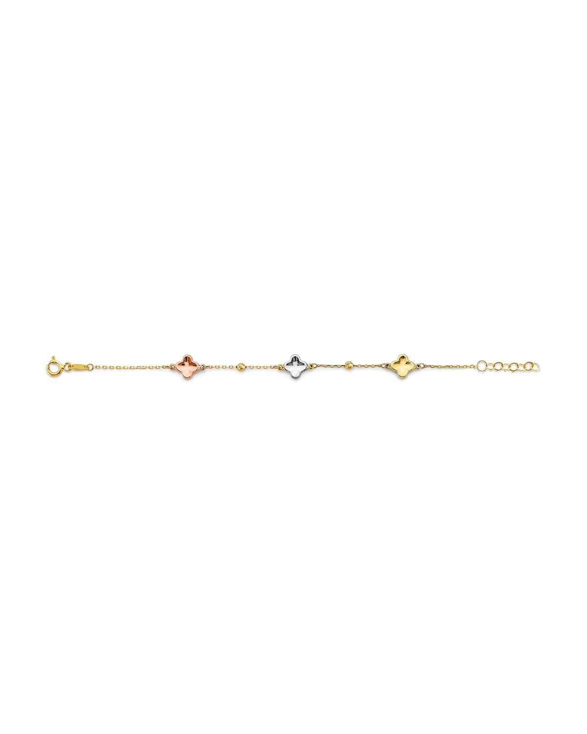 14K Tri-Color Gold Flower Baby Bracelet (AB-0943)