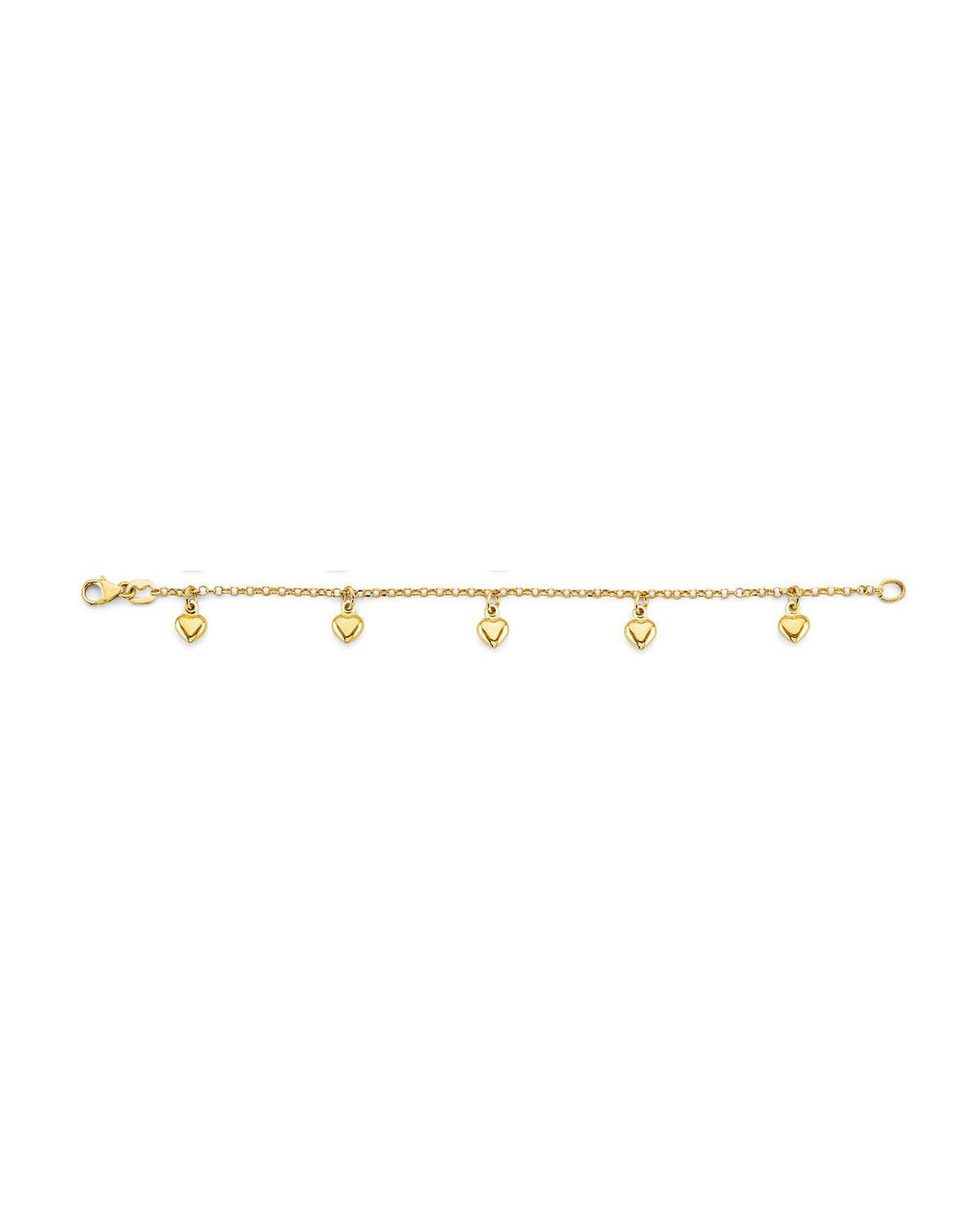 14K Yellow Gold Heart Charm Baby Bracelet (AB-0955)