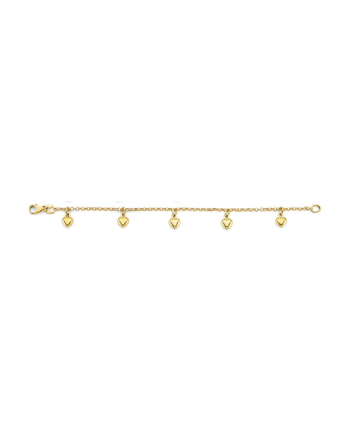 14K Yellow Gold Heart Charm Baby Bracelet (AB-0955)