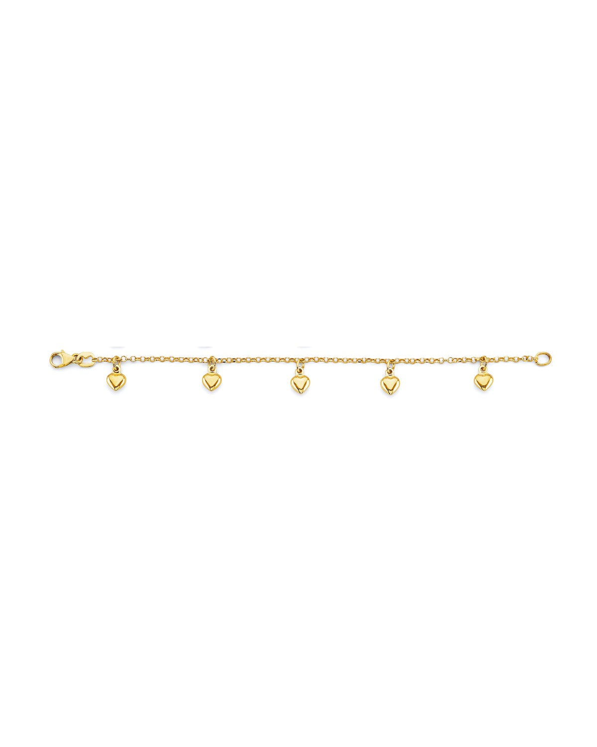 14K Yellow Gold Heart Charm Baby Bracelet (AB-0955)