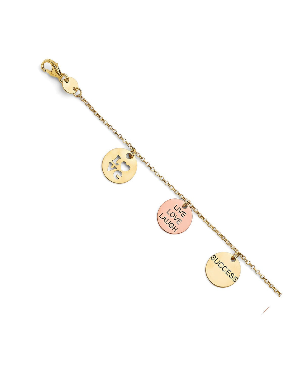 14K Tri-Color Gold 3C Charm Bracelet (AB-0957)