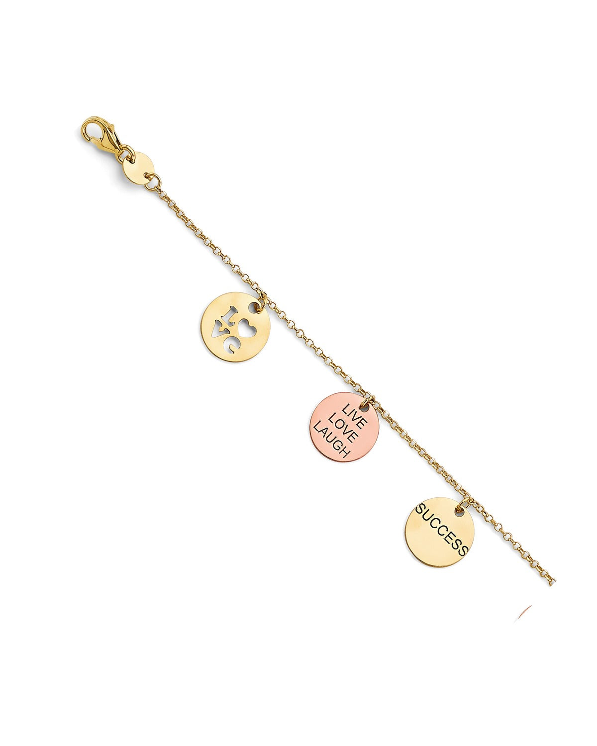 14K Tri-Color Gold 3C Charm Bracelet (AB-0957)
