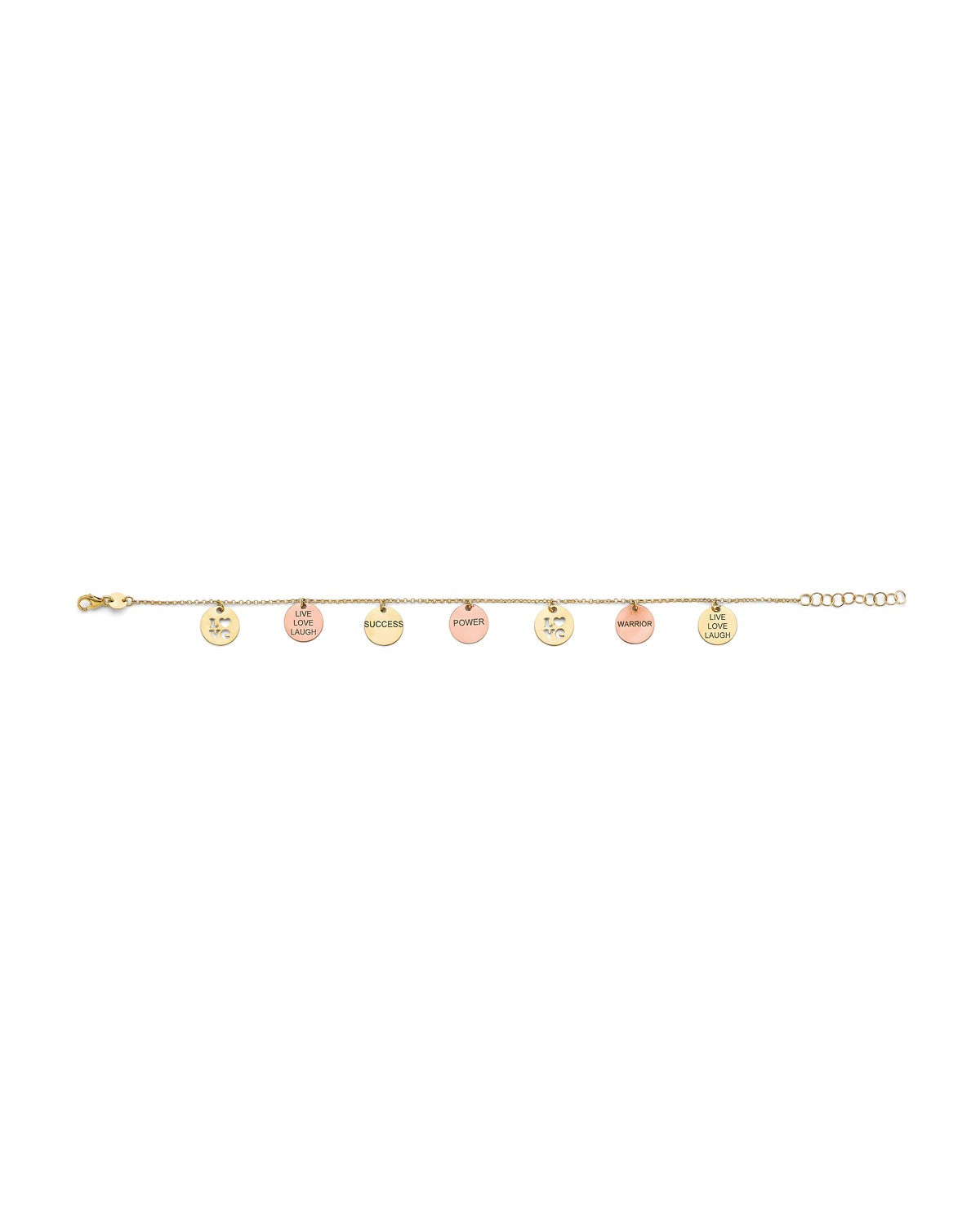 14K Tri-Color Gold 3C Charm Bracelet (AB-0957)