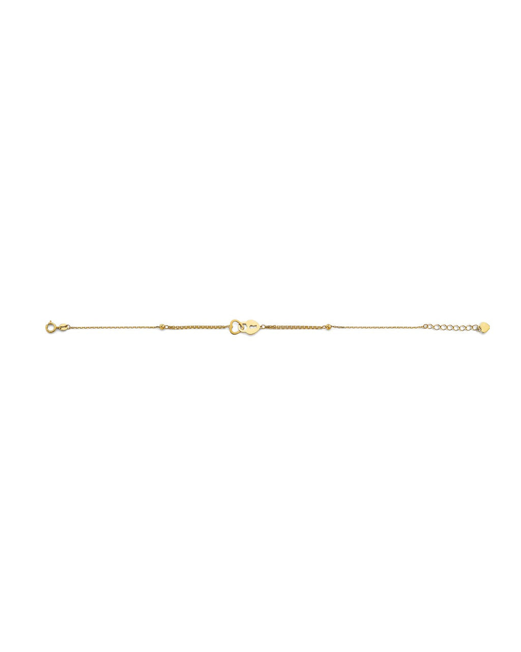 14K Yellow Gold Heart & Lock Light Bracelet (AB-0969)
