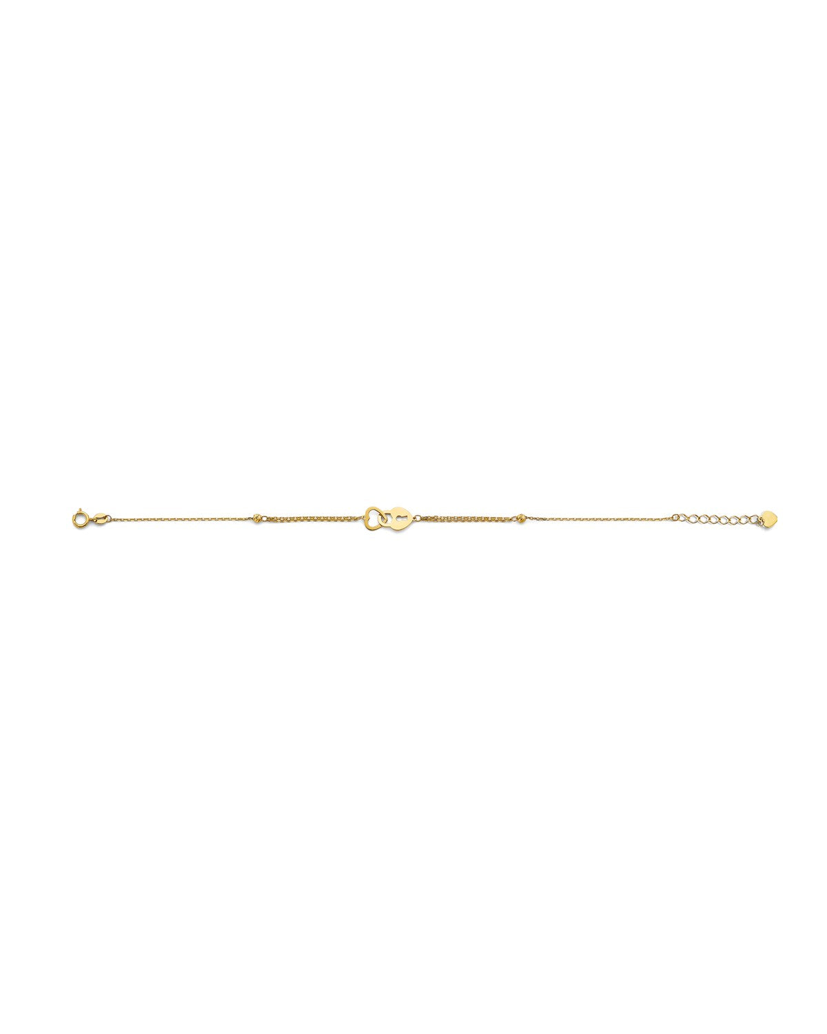14K Yellow Gold Heart & Lock Light Bracelet (AB-0969)