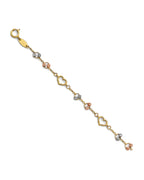 14K Tri-Color Gold 3C Light Heart Bracelet (7+1) (AB-0975-070)