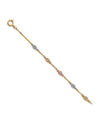 14K Tri-Color Gold CZ Light Anklet