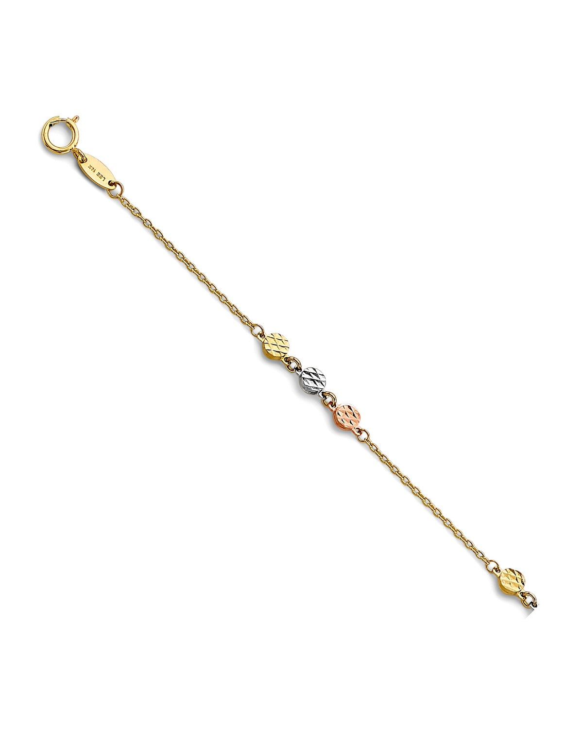 14K Tri-Color Gold 3C Light Bracelet (7+1) (AB-0978-070)
