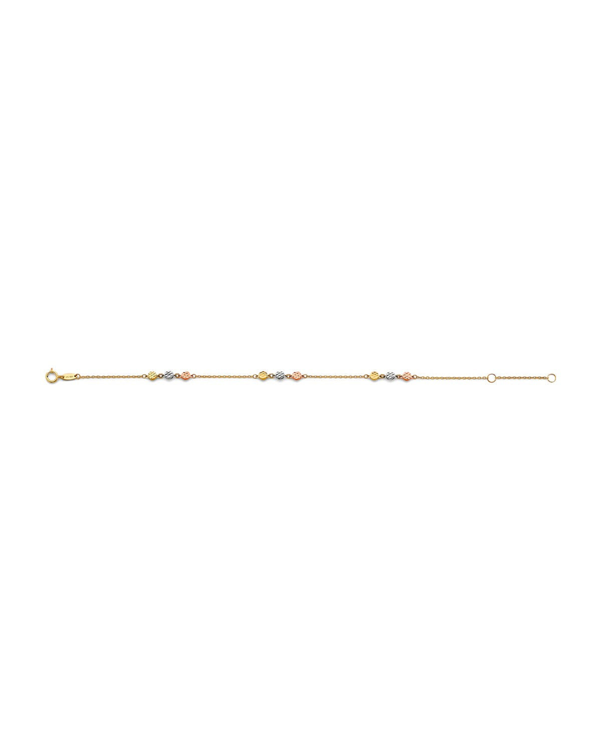 14K Tri-Color Gold 3C Light Bracelet (7+1) (AB-0978-070)