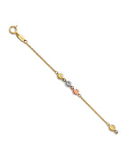 14K Tri-Color Gold Light Anklet