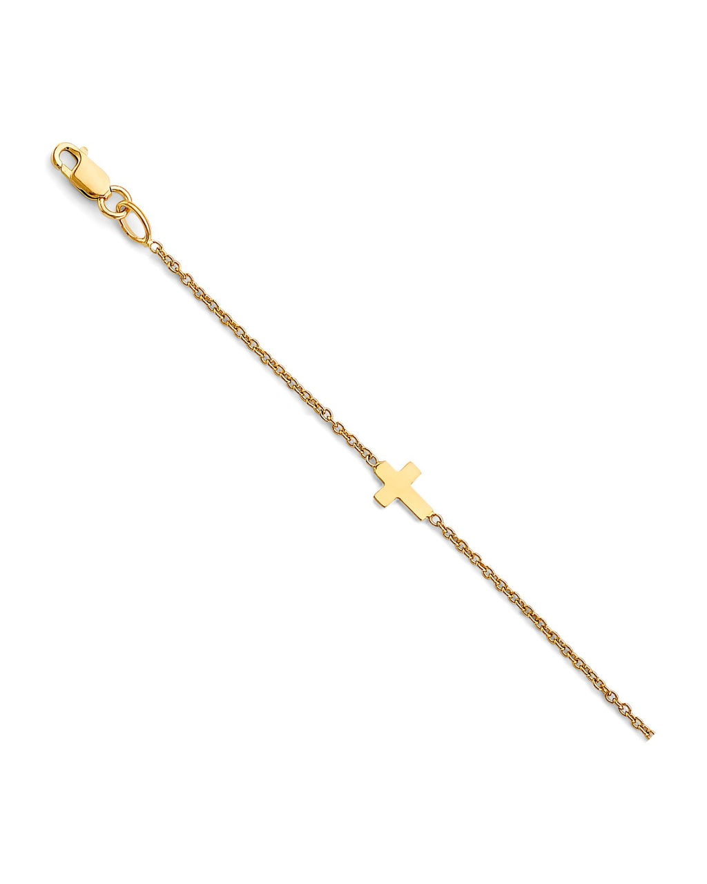 14K Yellow Gold Light Cross Anklet