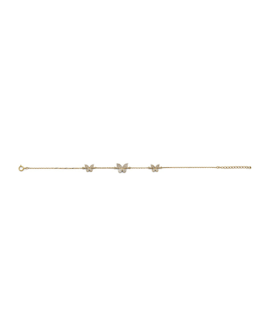 14K Yellow Gold 3 Butterfly CZ Bracelet (AB-0989)
