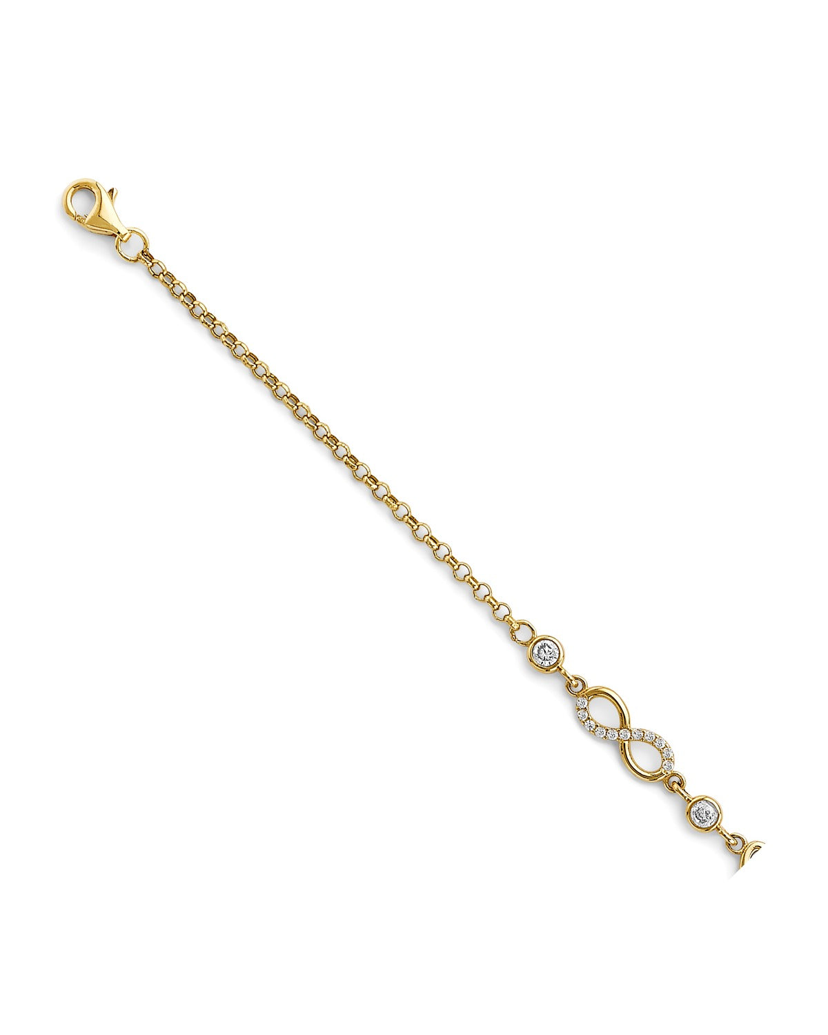 14K Yellow Gold Crown & Infiniti CZ Bracelet (AB-0990)