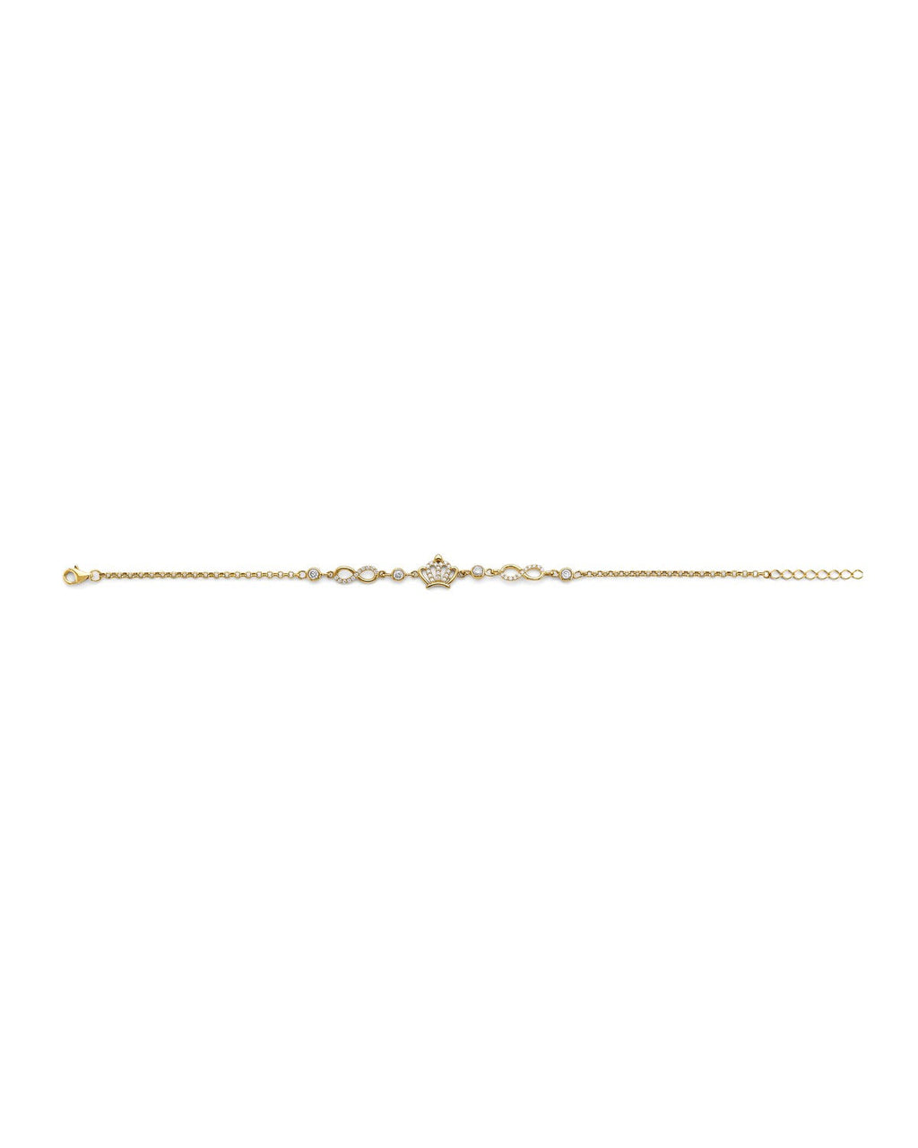 14K Yellow Gold Crown & Infiniti CZ Bracelet (AB-0990)