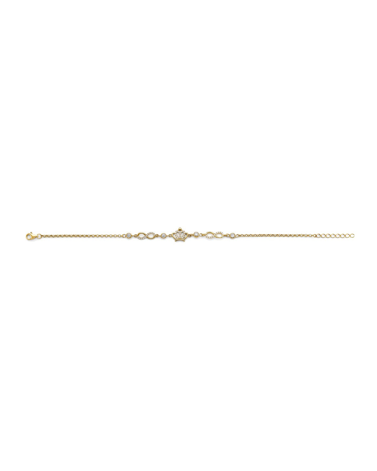 14K Yellow Gold Crown & Infiniti CZ Bracelet (AB-0990)