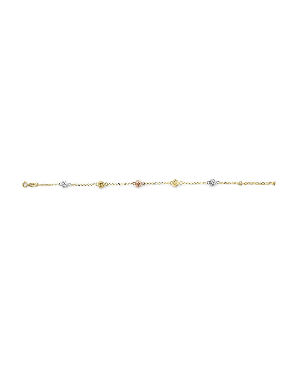 14K Tri-Color Gold 3C DC Heart Bracelet (AB-0991)