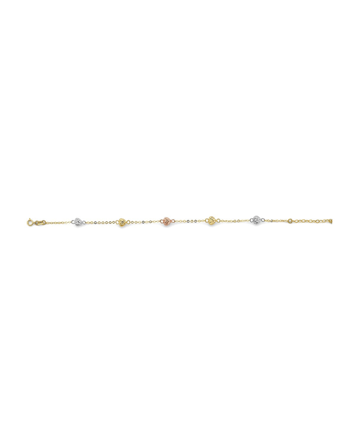 14K Tri-Color Gold 3C DC Heart Bracelet (AB-0991)