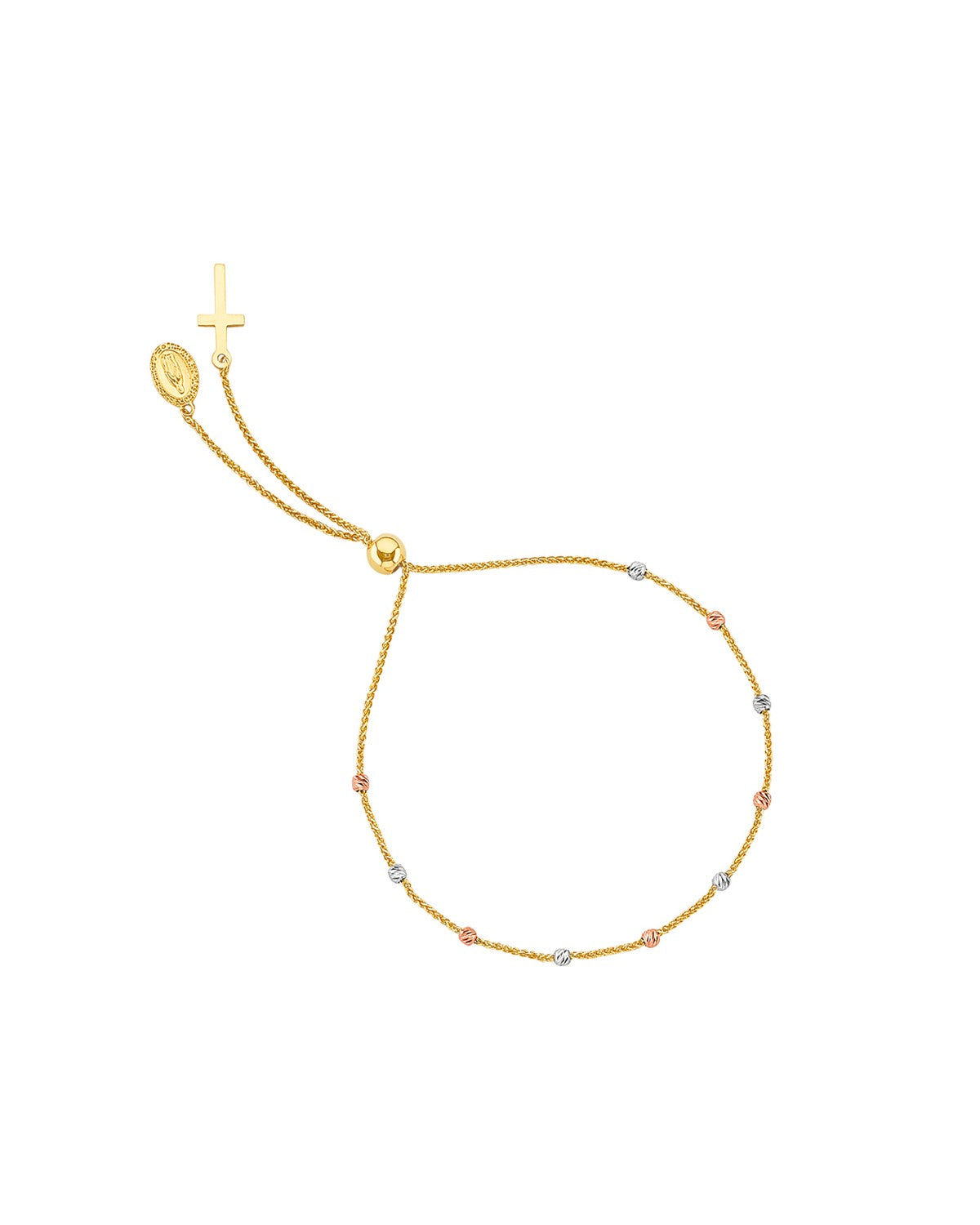 14K Tri-Color Gold 3C Ball Friendship Bracelet (AB-0995)