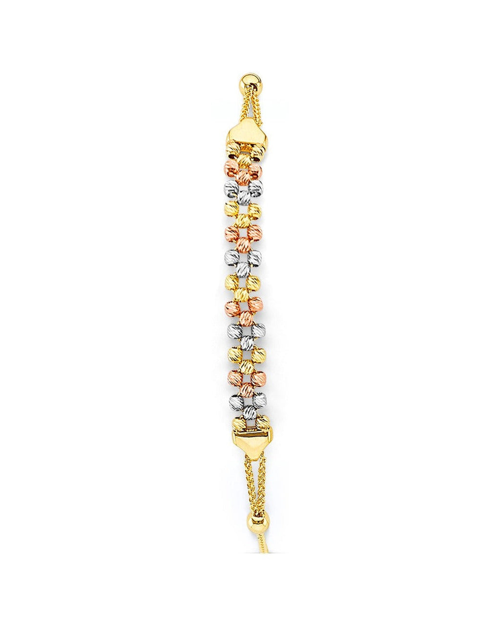 14K Tri-Color Gold 3C Ball Friendship Bracelet (AB-0996)
