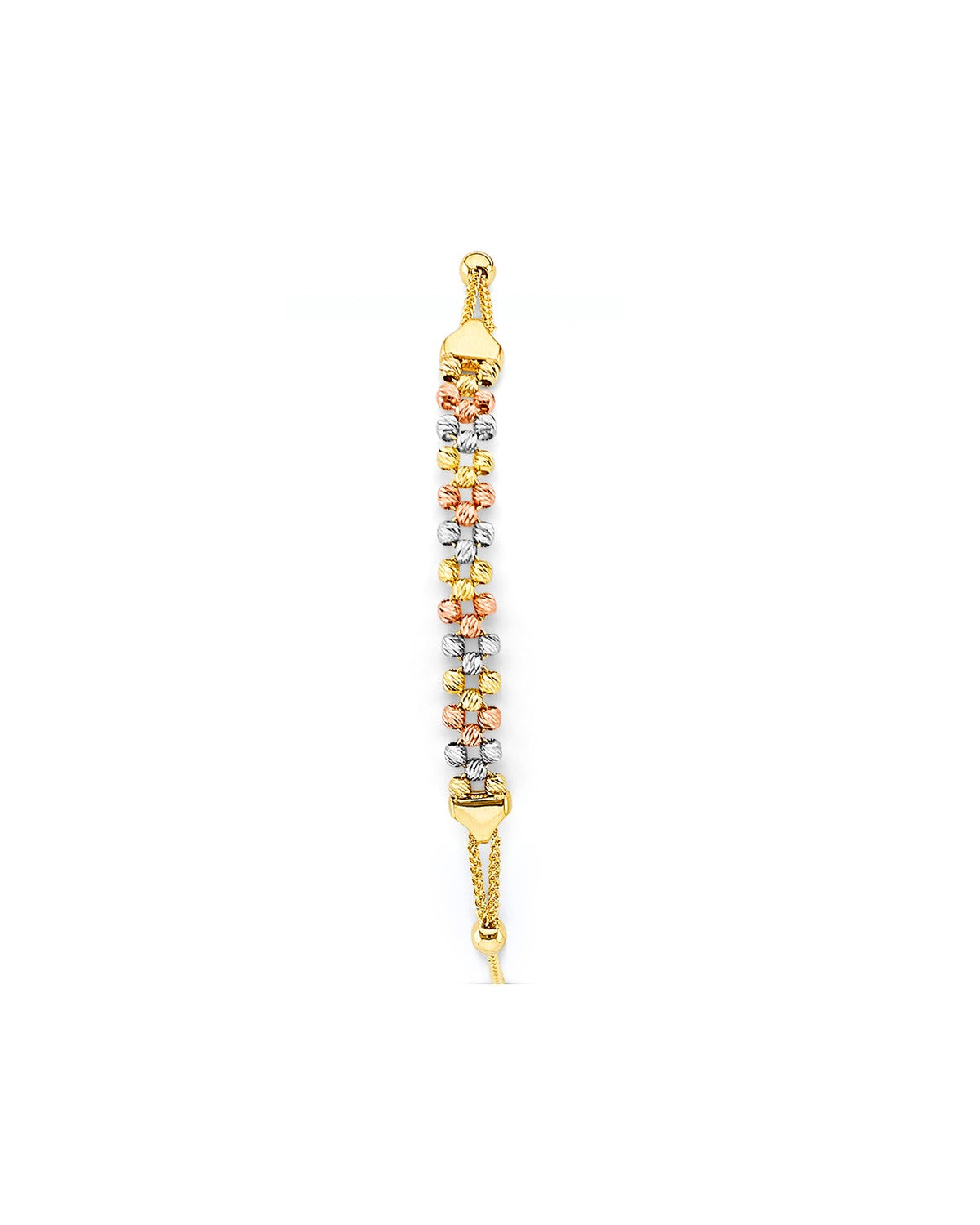 14K Tri-Color Gold 3C Ball Friendship Bracelet (AB-0996)