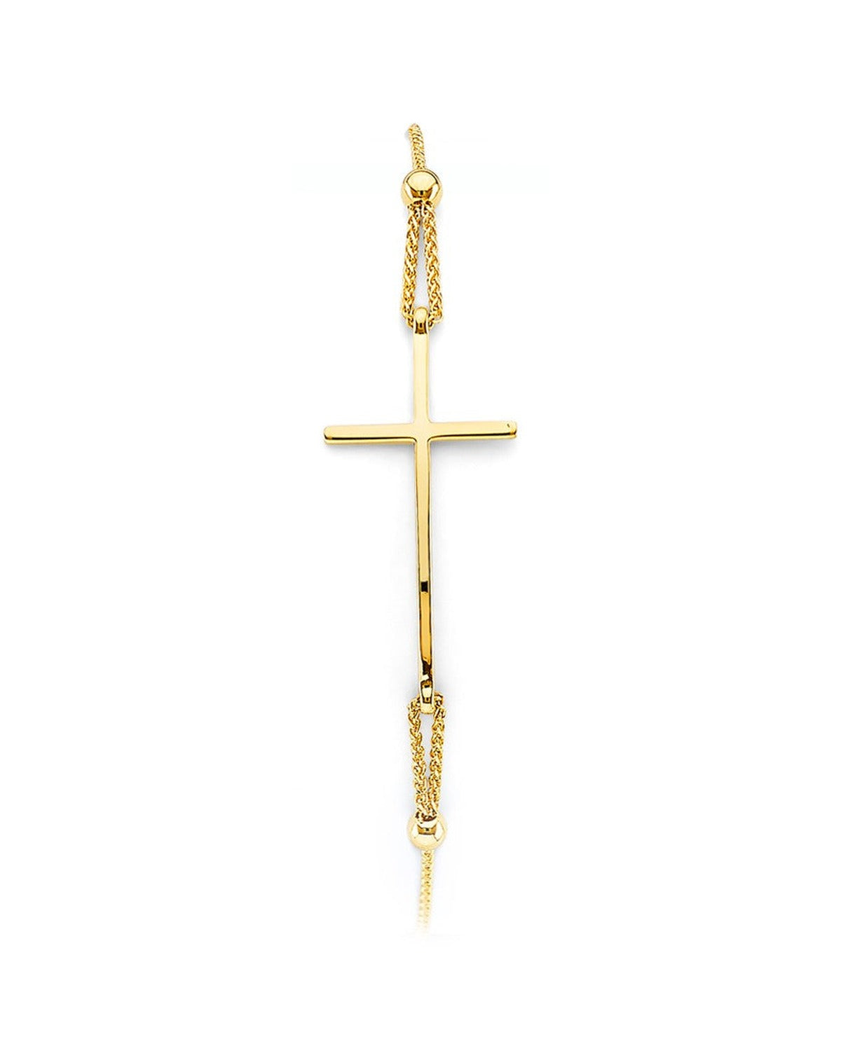 14K Yellow Gold Cross Friendship Bracelet (AB-0998)