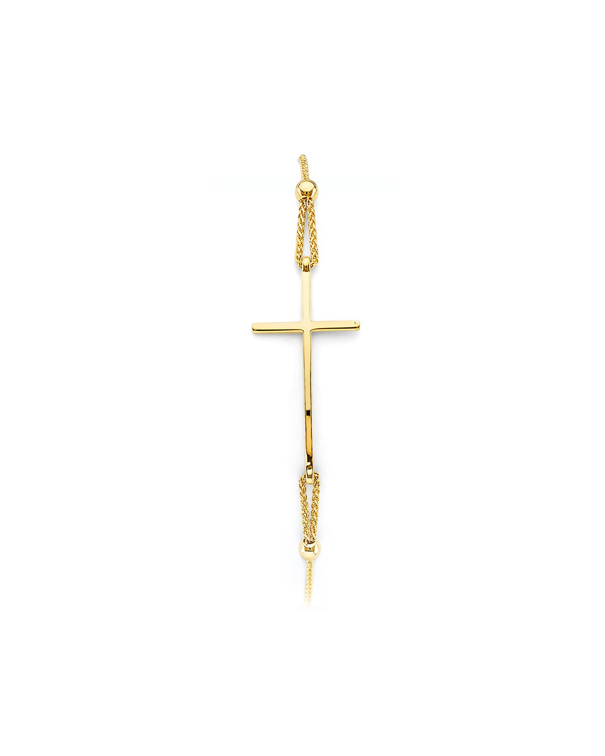 14K Yellow Gold Cross Friendship Bracelet (AB-0998)
