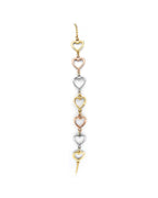 14K Tri-Color Gold 3C Heart Friendship Bracelet (AB-0999)