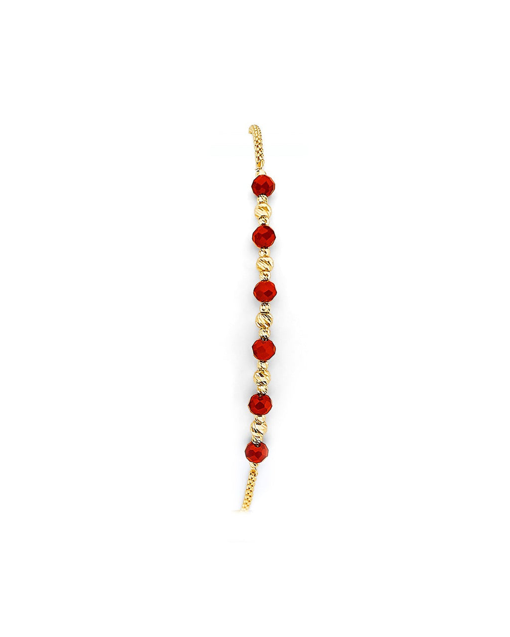 14K Yellow Gold Coral Bead Friendship Bracelet (AB-1000)