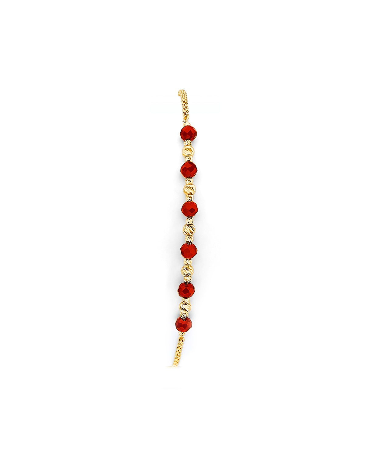 14K Yellow Gold Coral Bead Friendship Bracelet (AB-1000)