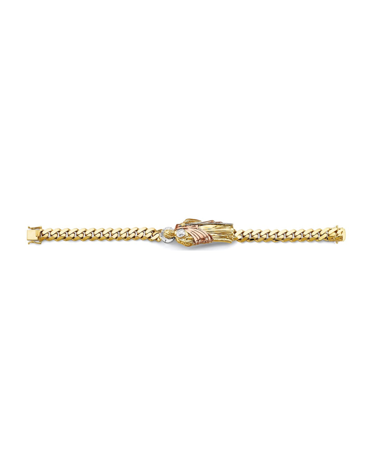 14K Tri-Color Gold 3C Cuban Link St. Jude ID Bracelet (AB-1005)