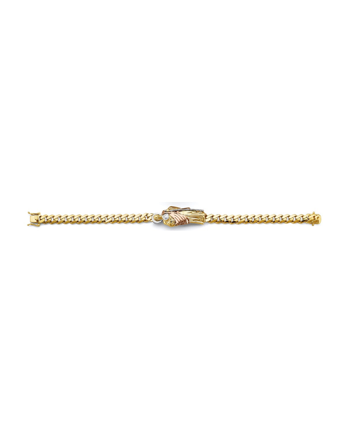 14K Tri-Color Gold 3C Cuban Link St. Jude ID Bracelet (AB-1006)