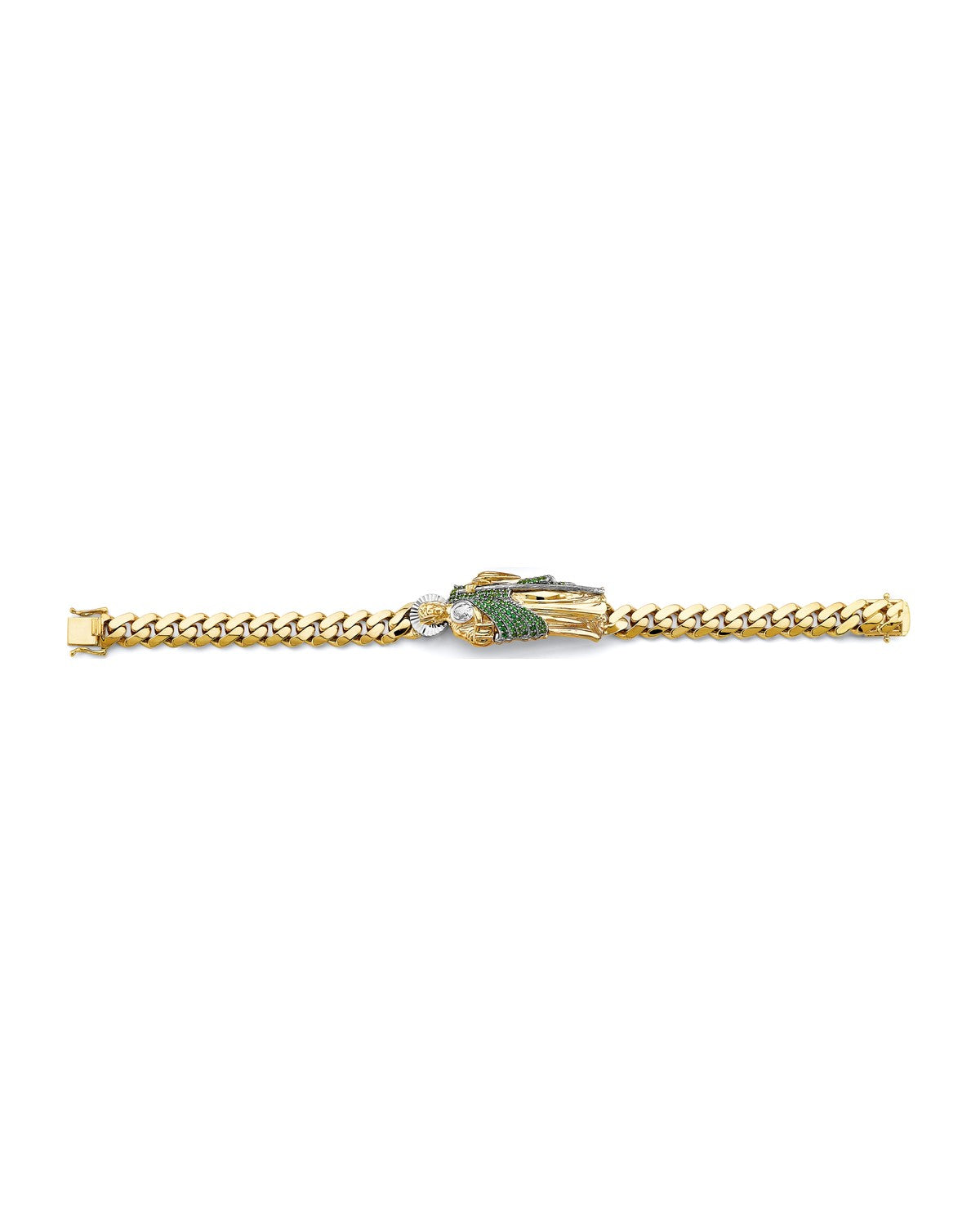 14K Two-Tone Gold 2T Cuban Link CZ St. Jude ID Bracelet (AB-1007)