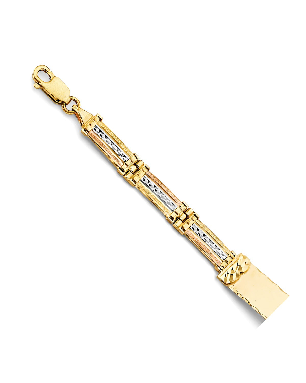14K Tri-Color Gold 3C 15 Years ID Bracelet (AB-1013)