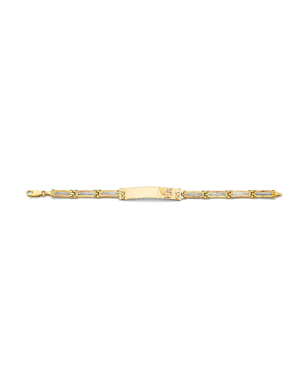 14K Tri-Color Gold 3C 15 Years ID Bracelet (AB-1013)