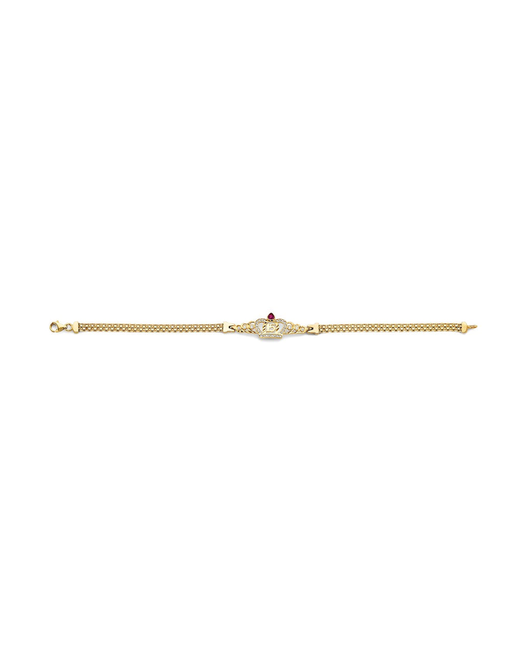 14K Two-Tone Gold 2T CZ 15 Years Crown Bracelet (AB-1016)