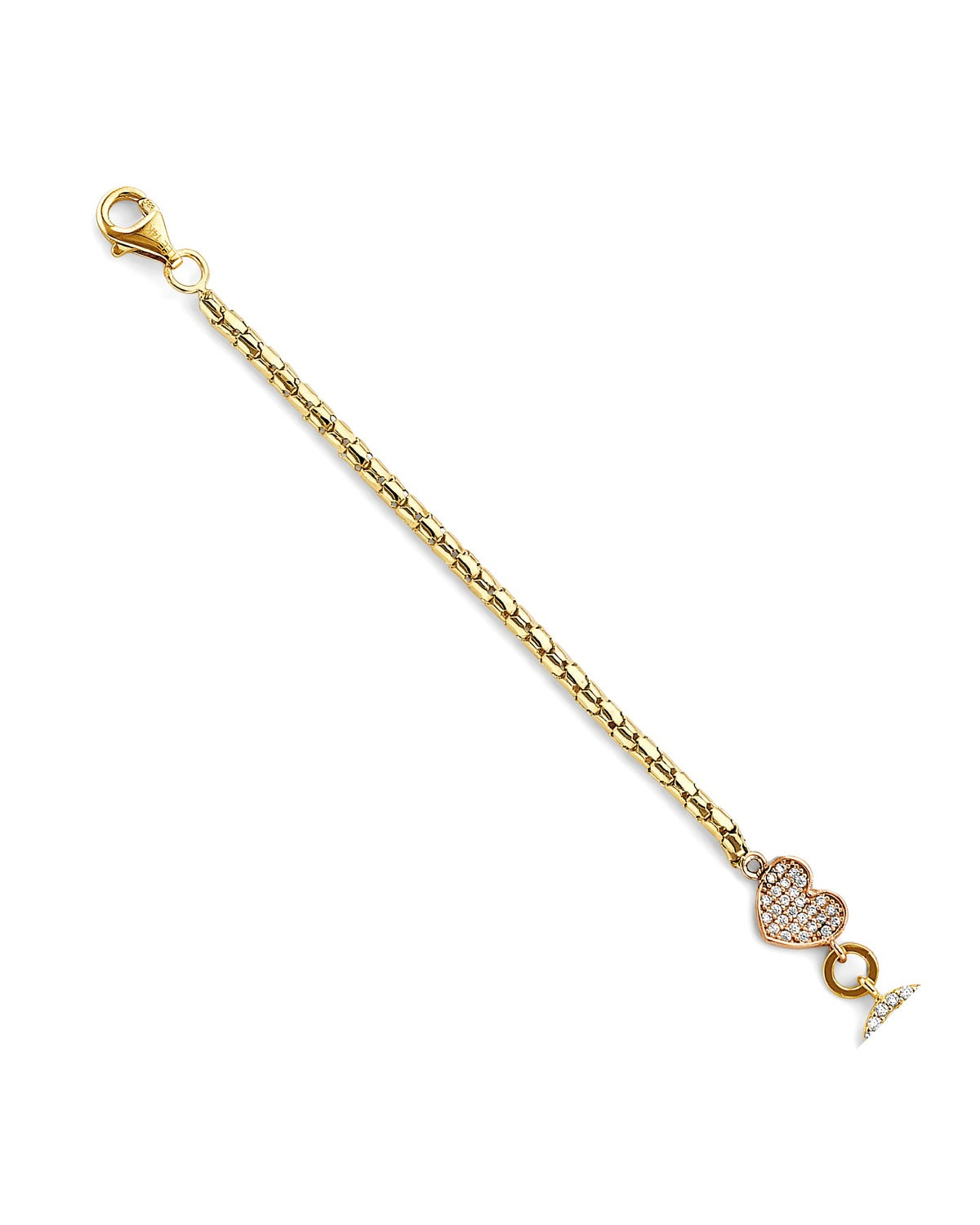 14K Tri-Color Gold 3C CZ 15 Years Bracelet (AB-1019)