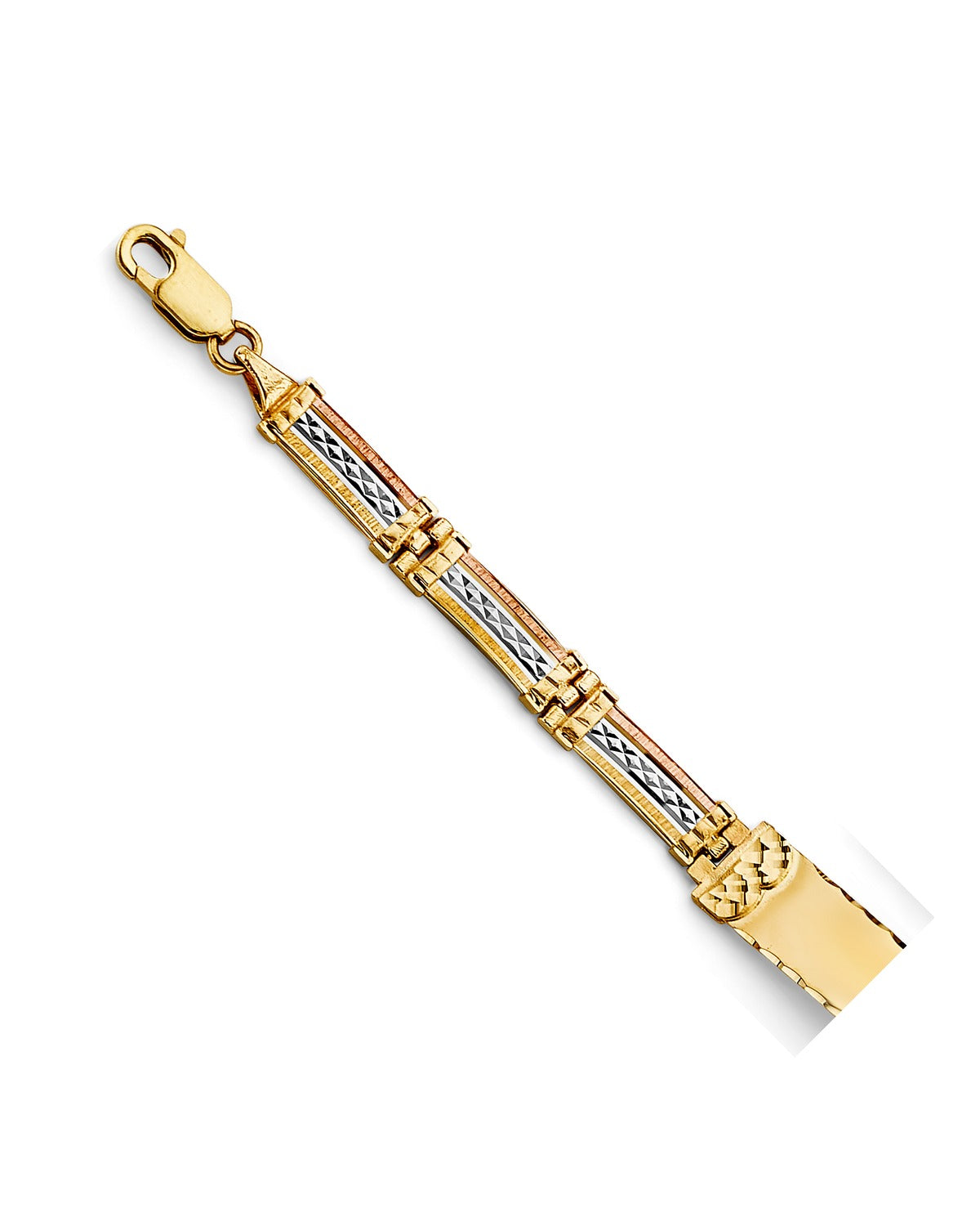 14K Tri-Color Gold 3C Plain ID Bracelet (AB-1020)