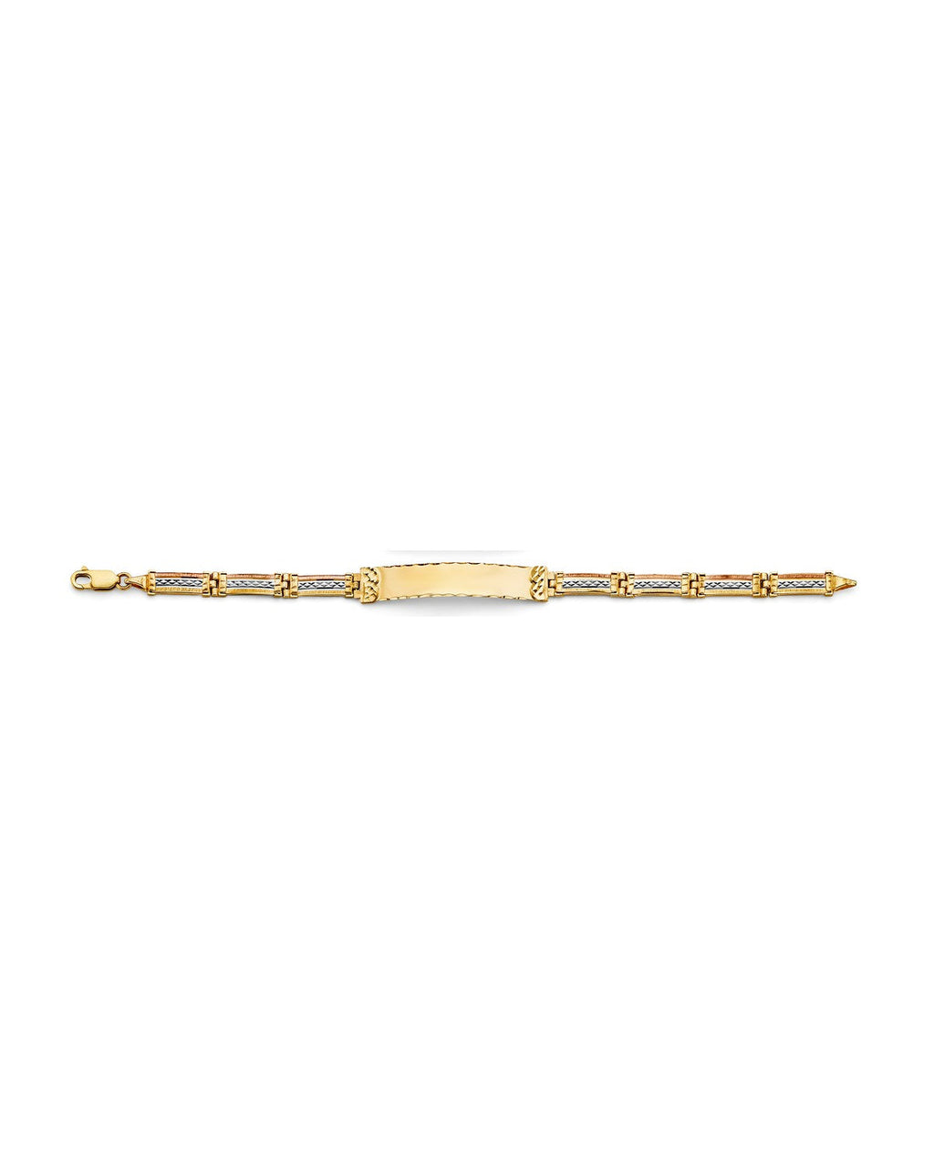 14K Tri-Color Gold 3C Plain ID Bracelet (AB-1020)