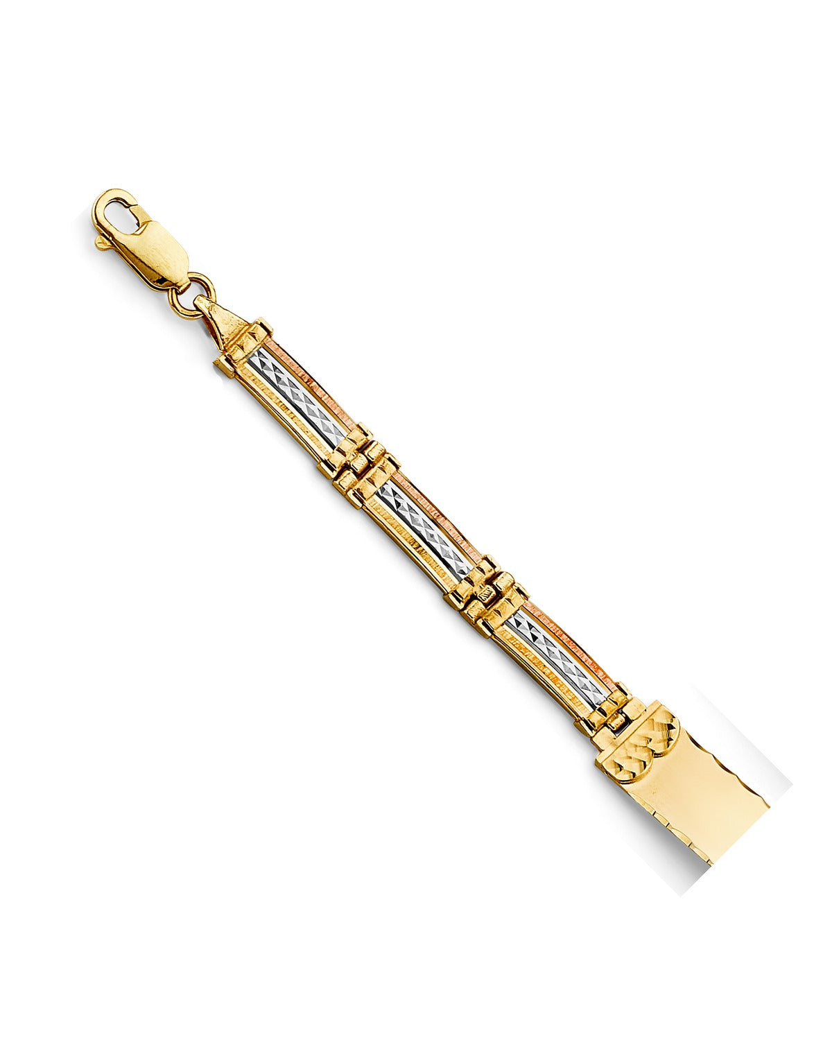 14K Tri-Color Gold 3C Flower ID Bracelet (AB-1021)