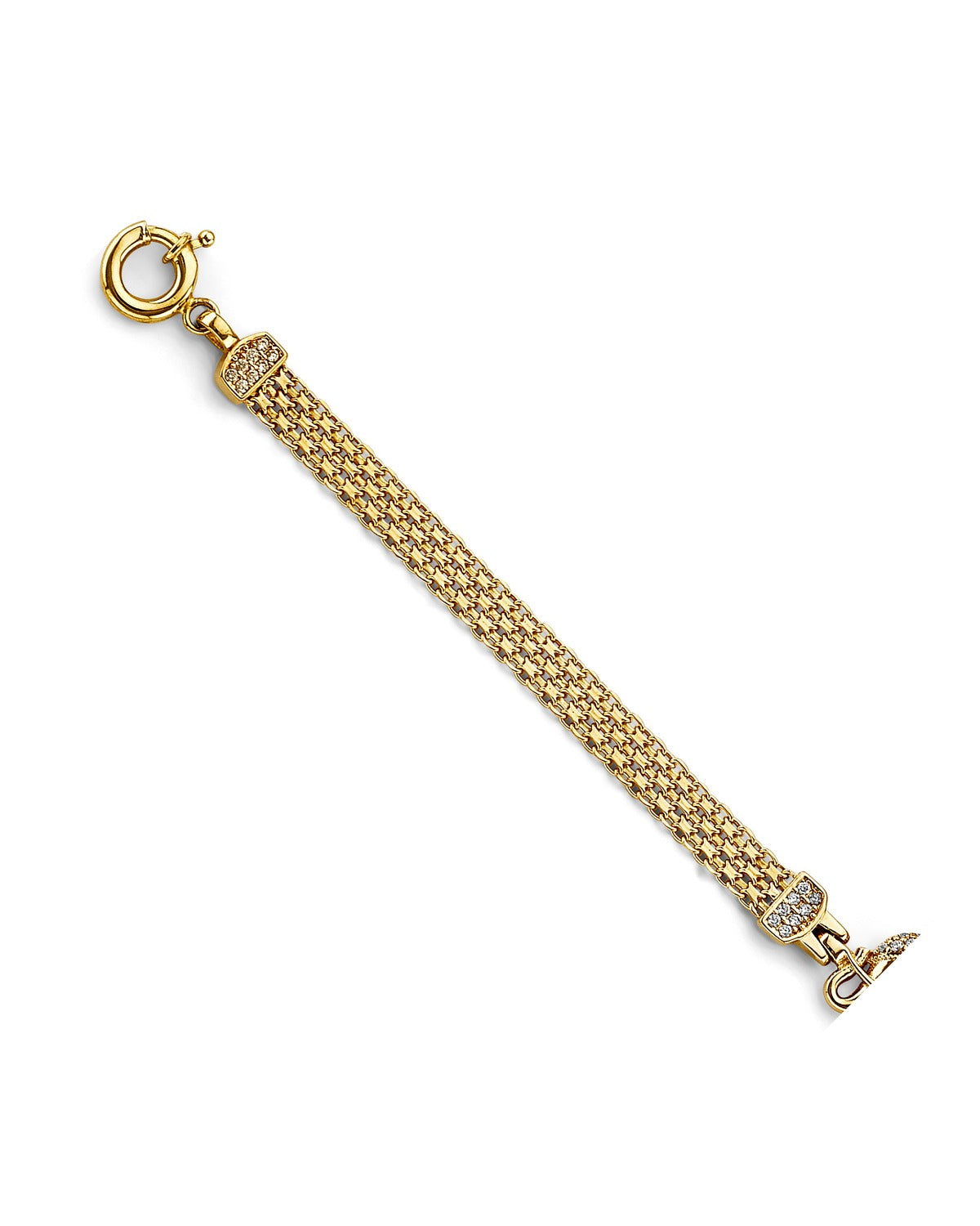 14K Tri-Color Gold 3C CZ Elephant Bracelet (AB-1025)