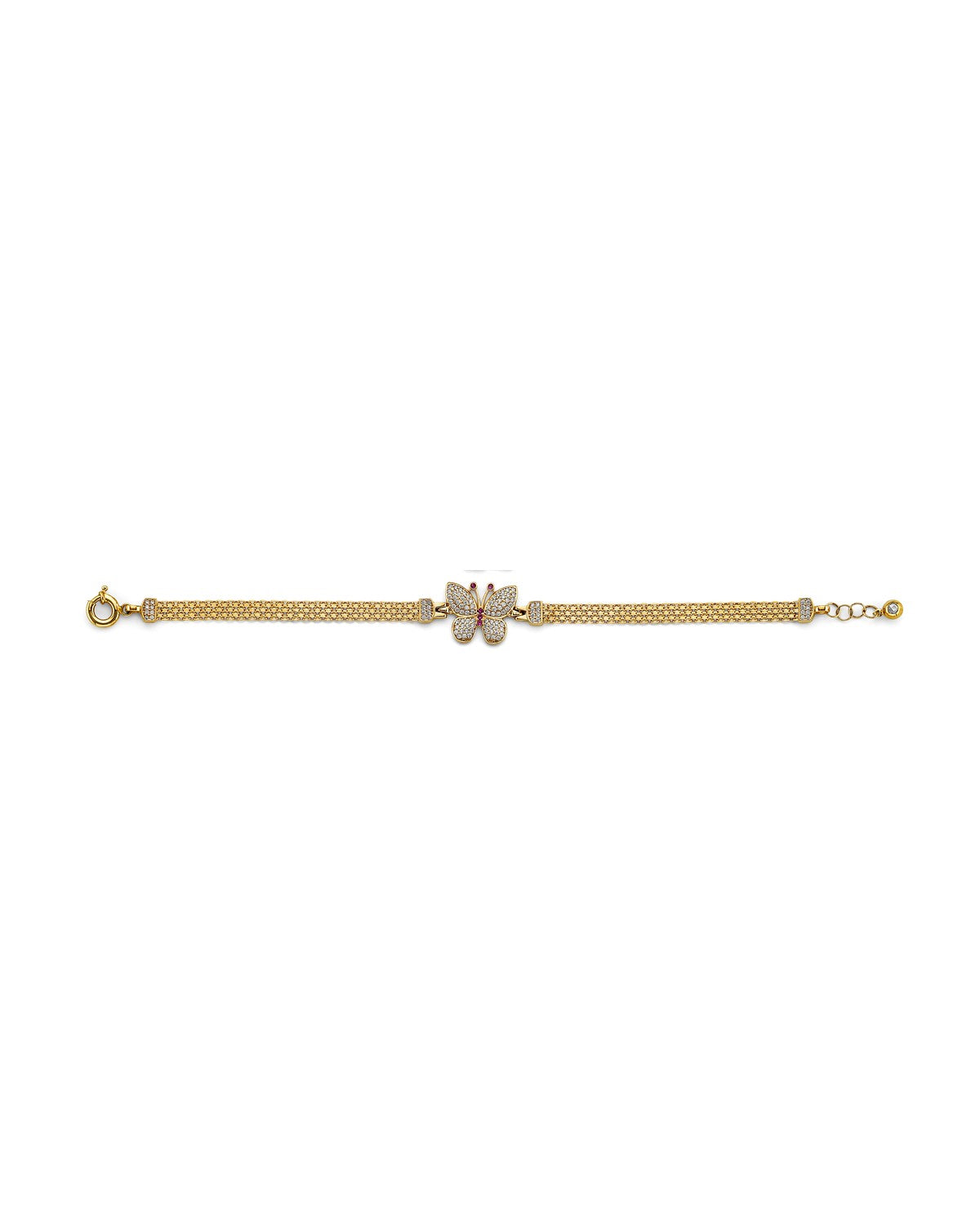 14K Two-Tone Gold 2T CZ Butterfly Bracelet (AB-1026)
