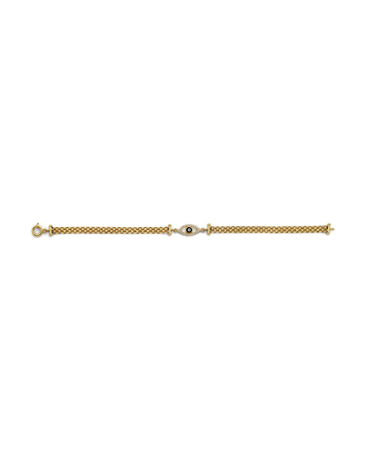 14K Yellow Gold Evil Eye Center Bracelet (AB-1029)