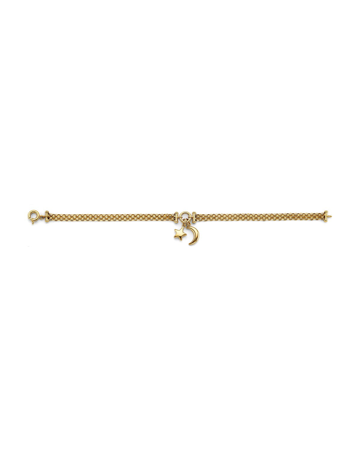 14K Yellow Gold Star & Moon Center Bracelet (AB-1030)