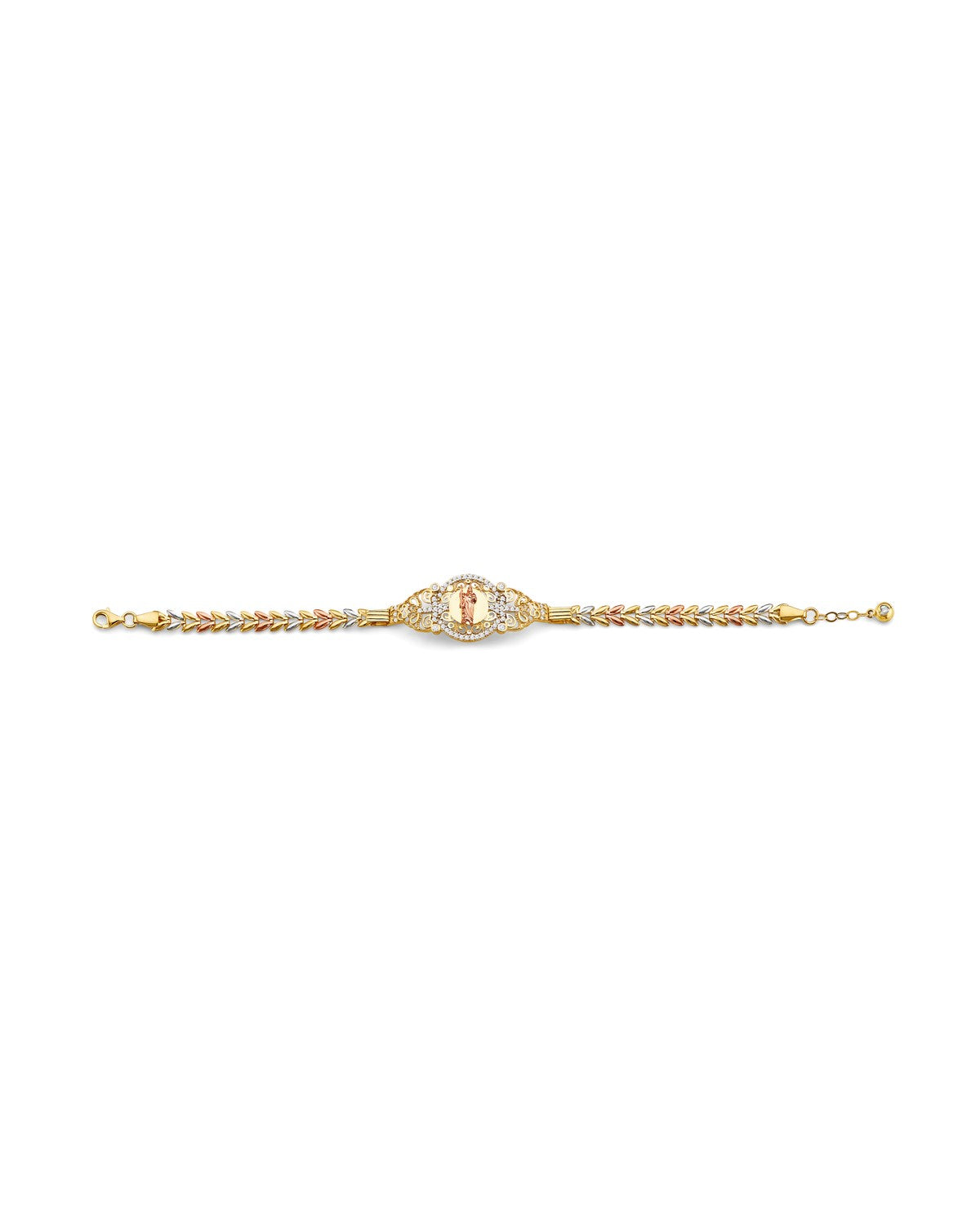14K Tri-Color Gold 3C St. Jude ID CZ Bracelet (AB-1032)