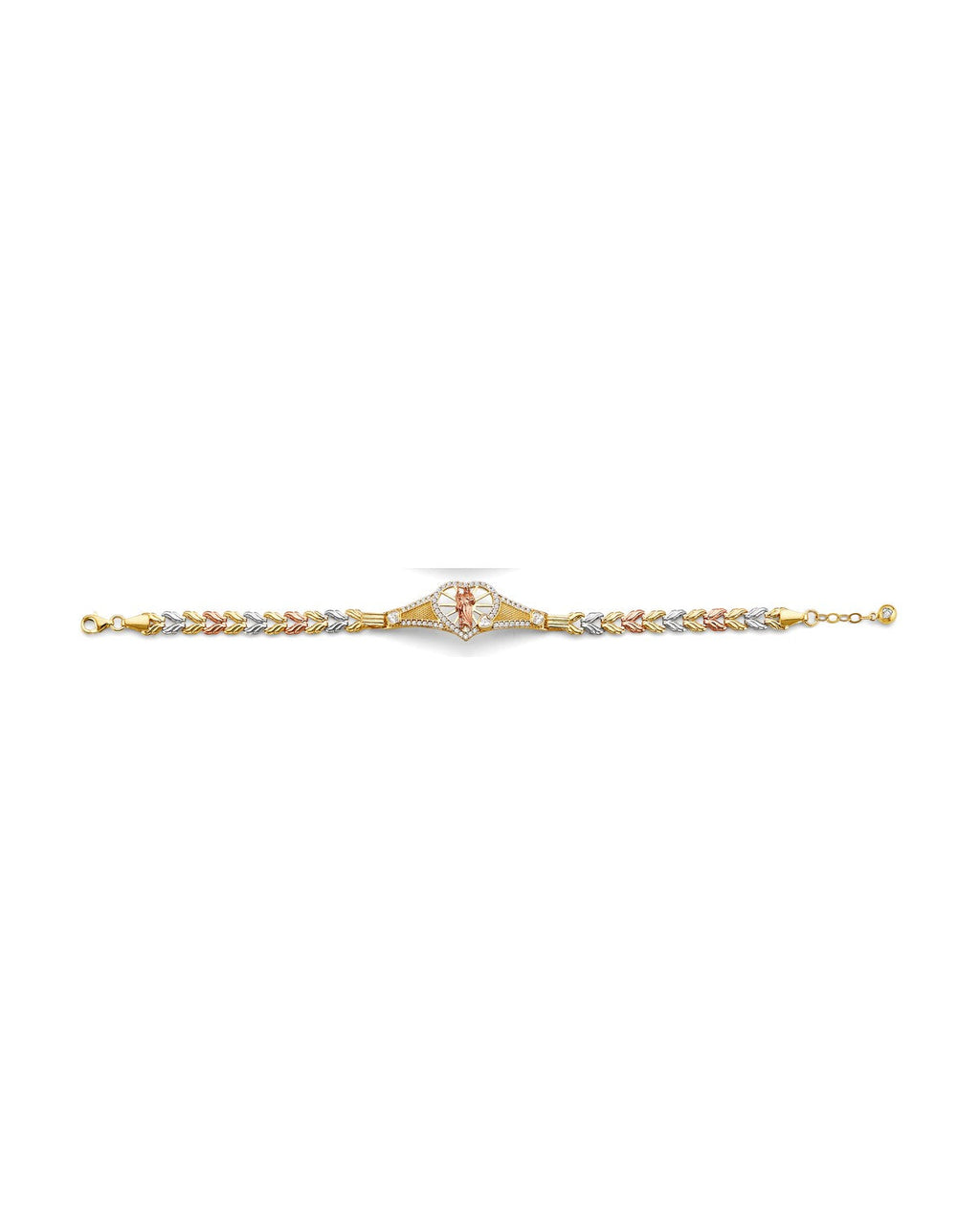 14K Tri-Color Gold 3C St. Jude ID CZ Bracelet (AB-1034)