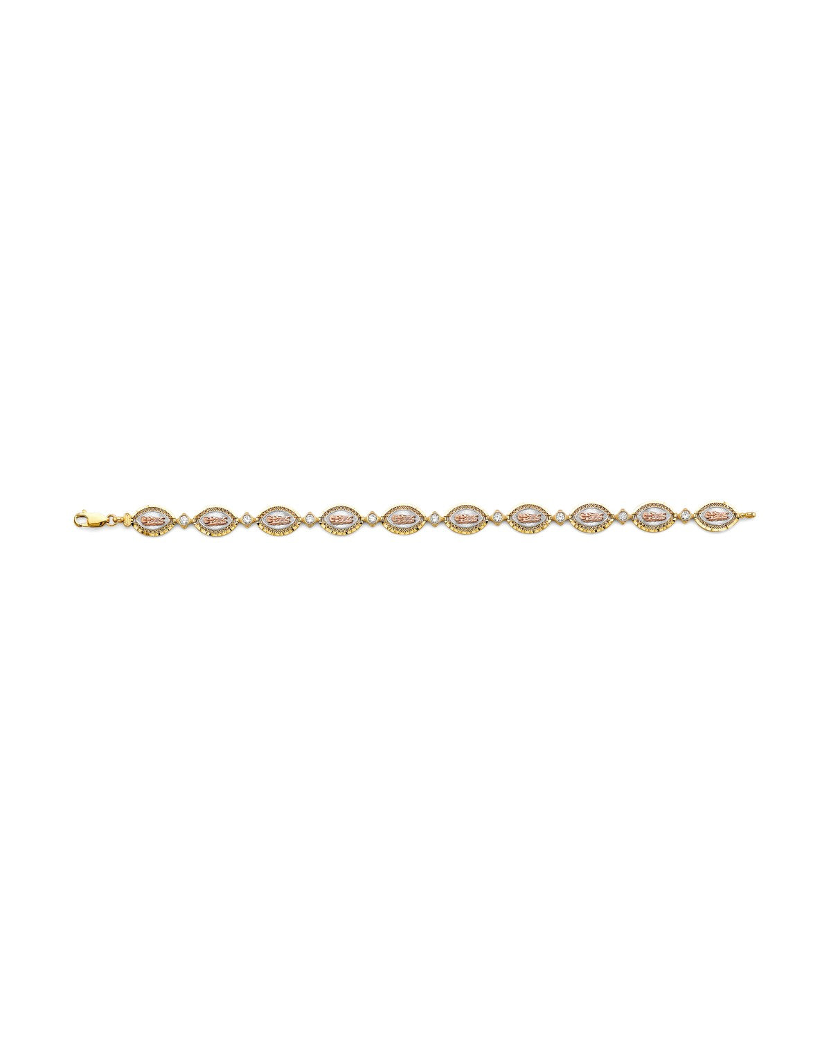 14K Tri-Color Gold 3C CZ St. Jude Bracelet (AB-1038)
