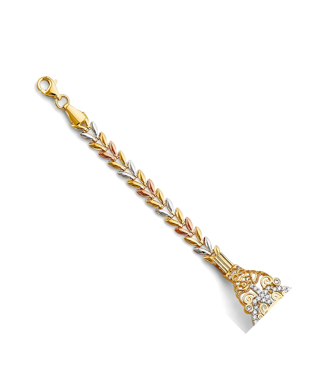 14K Tri-Color Gold 3C Guadalupe ID CZ Bracelet (AB-1044)