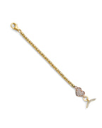 14K Tri-Color Gold 3C Guadalupe/Heart CZ Bracelet (AB-1047)